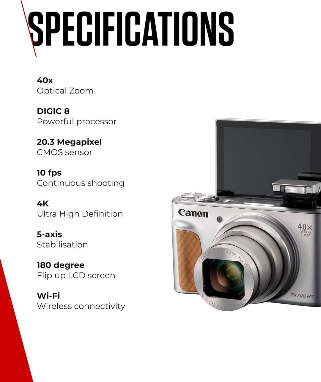 Canon PowerShot SX740 HS Lite Travel Kit Silver - Image 8