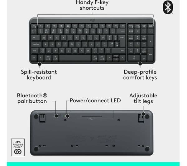 Logitech K250 Wireless Keyboard Graphite - Image 3