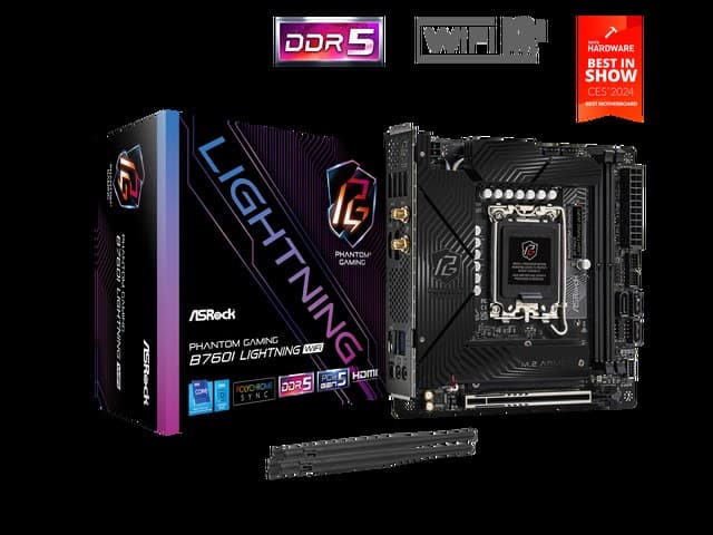 Asrock B760I Lightning Wifi LGA 1700 DDR5 Mini ITX Motherboard - Image 1