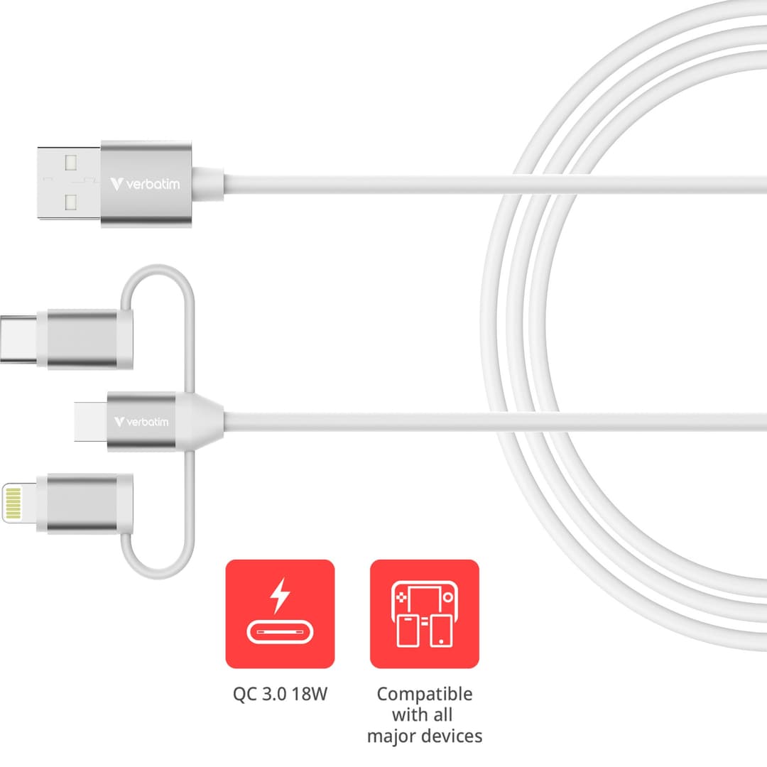 Verbatim Essentials 3-in-1 Sync & Charge Cable - Image 2