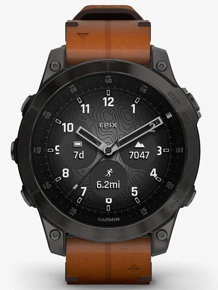 Garmin epix Gen 2 47mm AMOLED GPS Smartwatch with Leather Strap - Black