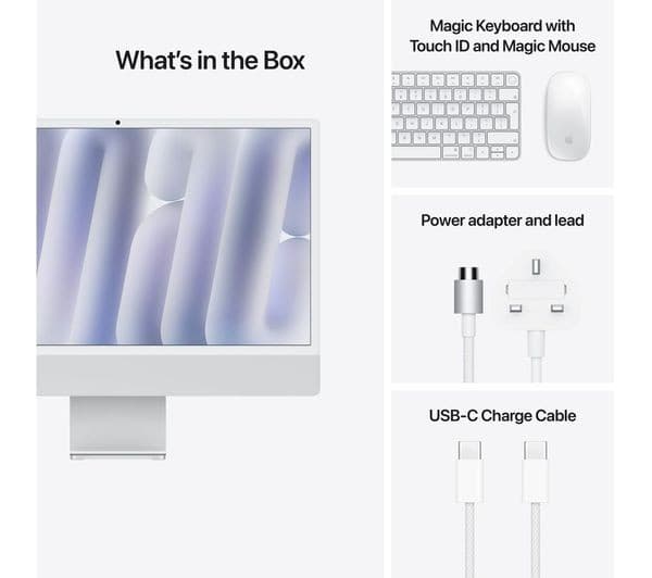 APPLE iMac 4.5K 24" (2024) - M4, 256 GB SSD, Nano‑texture glass, Silver - Image 9
