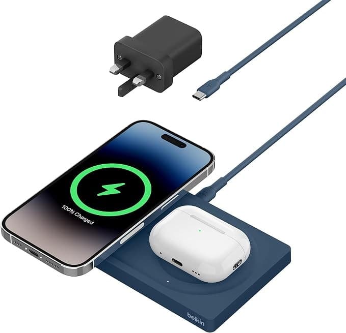 Belkin BoostCharge Pro 2-in-1 MagSafe Wireless Charging Pad 15W Blue
