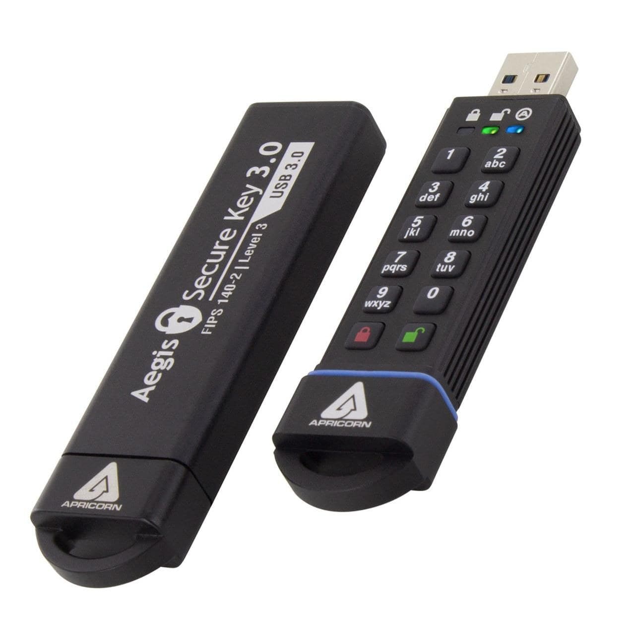 Apricorn Aegis Secure Key 3.0 USB 3.0 256-bit AES XTS Hardware-Encrypted Flash Drive, FIPS 140-2 Level 3 - 480GB (ASK3-480GB)