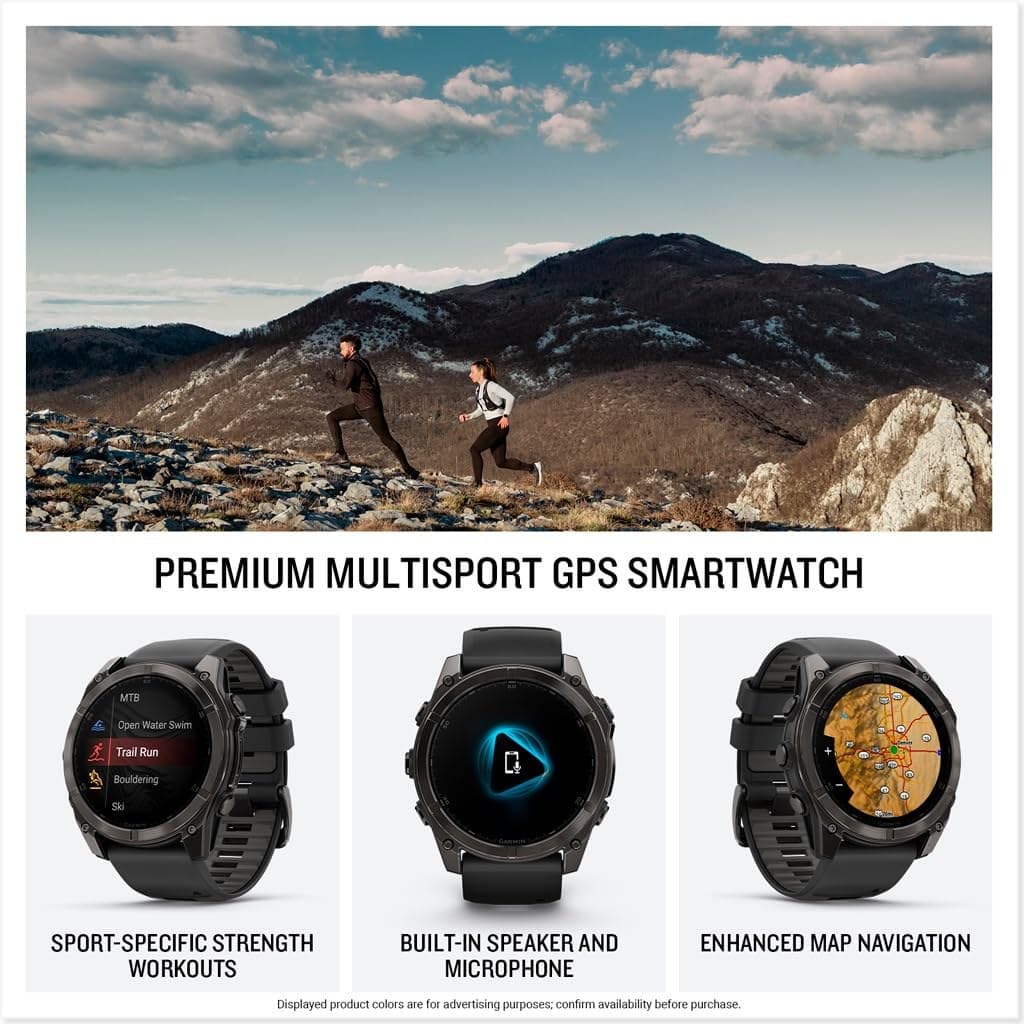Garmin fēnix® 8 51 mm AMOLED Multisport GPS Smartwatch - Carbon Gray DLC Titanium with Pebble Gray Band - Image 2