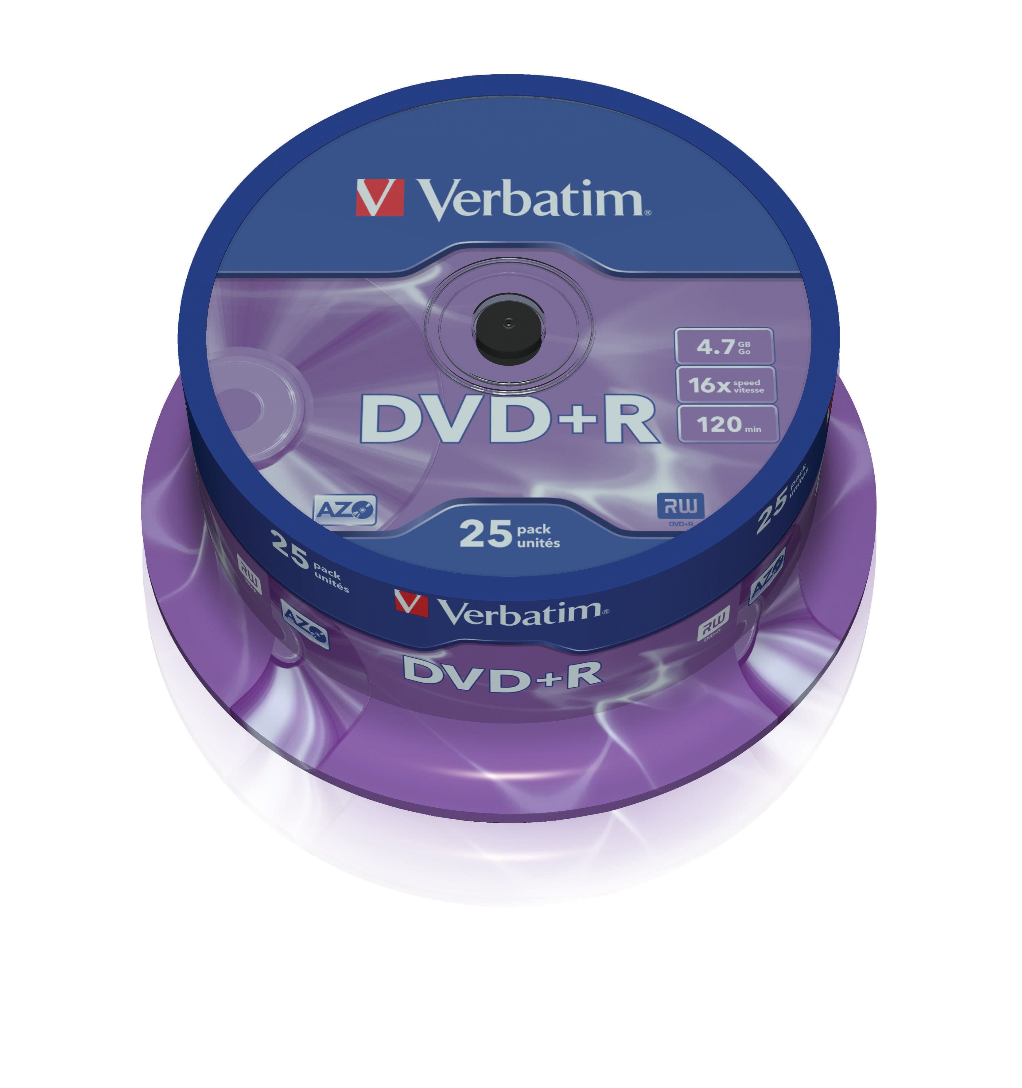 Verbatim 43500 DVD+R 16x 4.7GB Spindle - Pack of 25