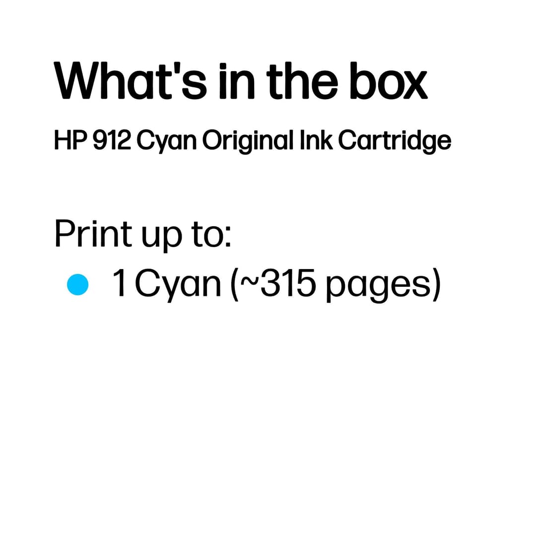HP 912 Cyan Original Ink Cartridge - Image 2