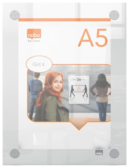 Nobo Premium Plus A5 Clear Acrylic Wall Mounted Poster Frame - Image 2