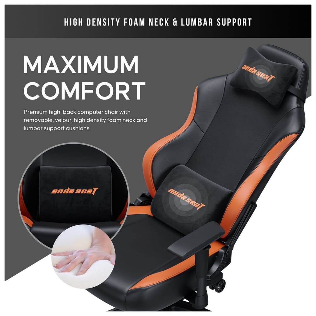 Anda seat Luna Large Office Gaming Chair - Black & Orange - Image 3