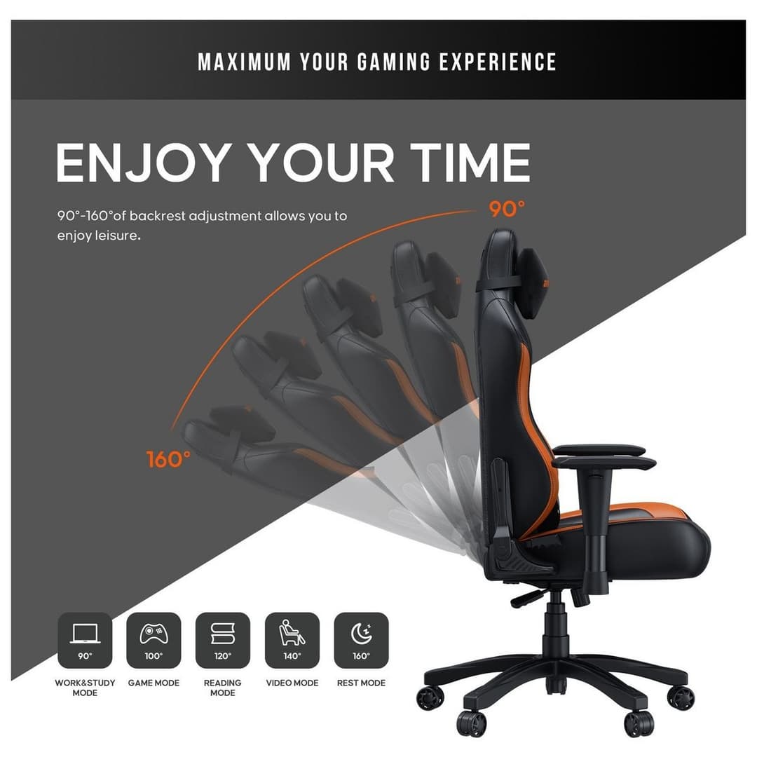 Anda seat Luna Large Office Gaming Chair - Black & Orange - Image 4