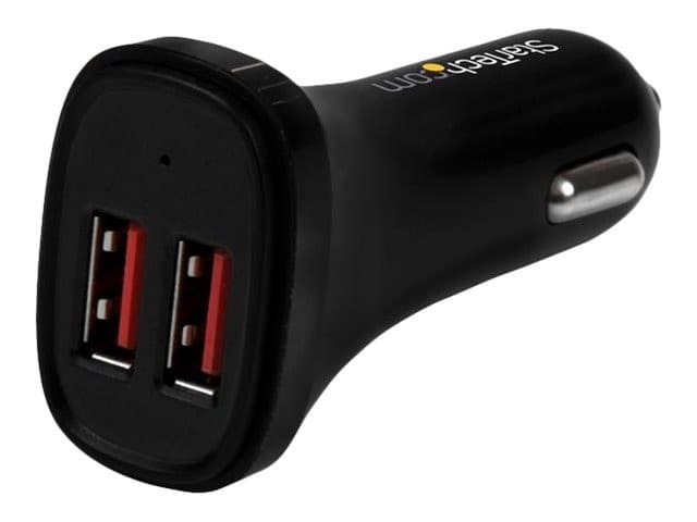 StarTech.com Dual Port USB Car Charger - High Power 24W/4.8A - Black - 2-Port USB Car Charger - Charge two tablets at once (USB2PCARBKS) car power adapter - USB - 24 Watt - Image 2