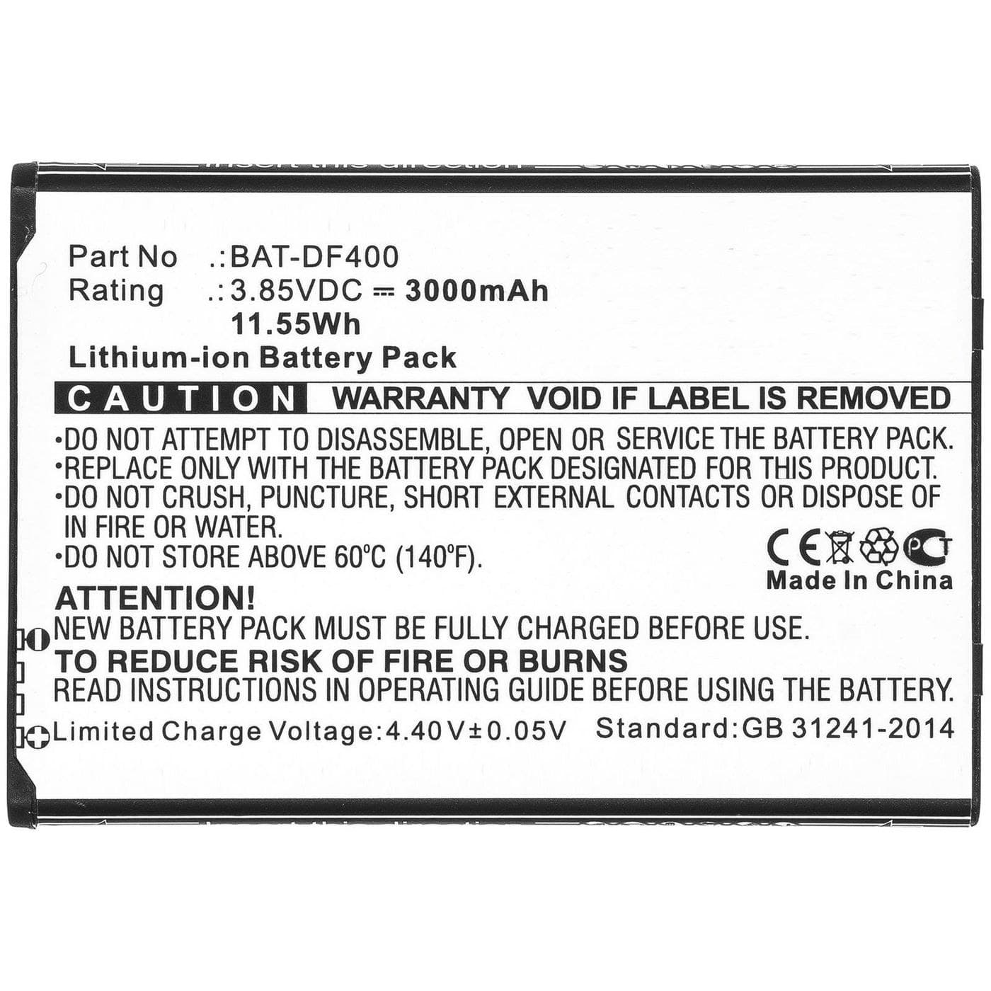 CoreParts MBXPOS-BA0453 Replacement Battery for Bluebird EF400 Barcode Scanner — 11.55Wh 3.85V 3000mAh Li-ion, Black (replaces BAT-EF400, BAT-DF400, BUF400BL)