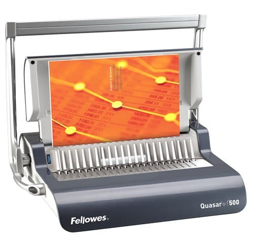 Fellowes Quasar+ 500 A4 Manual Comb Binding Machine 500 Sheets Charcoal, Grey - Image 1