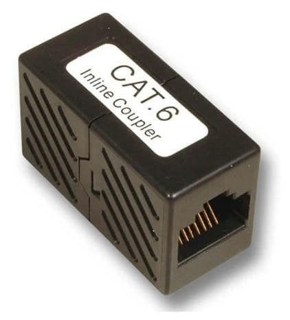 MicroConnect MPK101 Modular Adapter CAT6 RJ45 to RJ45 Female Coupler, Black - Image 1