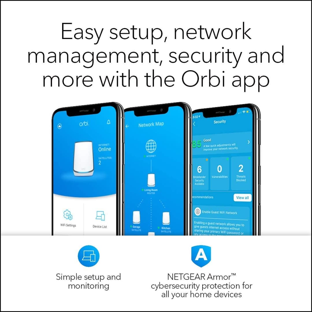 Netgear Orbi RBK852 Tri-Band Wi-Fi 6 Wireless Router Mesh System + 1 Satellite -White - Image 7