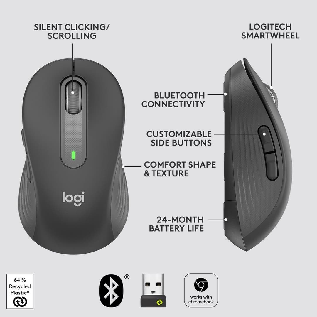 Logitech Signature M650 Wireless Mouse - Graphite - Image 8