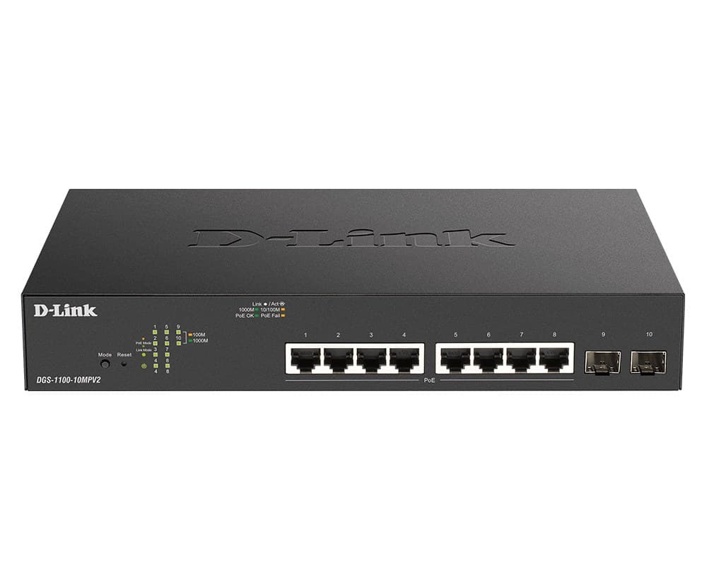D-Link DGS-1100-10MPV2 network switch Managed L2 Gigabit Ethernet (10/100/1000) Power over Ethernet (PoE) 1U Black - Image 2