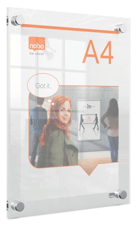 Nobo Premium Plus A4 Clear Acrylic Wall Mounted Poster Frame - Image 2