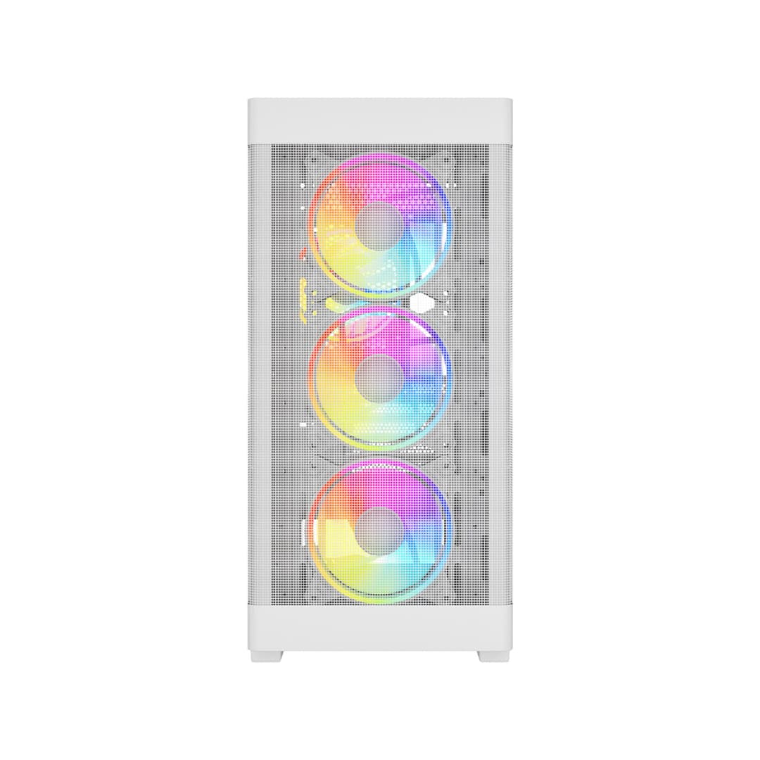 Vida Zephyr V2 Micro-ATX ARGB Tempered Glass Gaming PC Case with 4 x 120mm ARGB Fans - White - Image 2