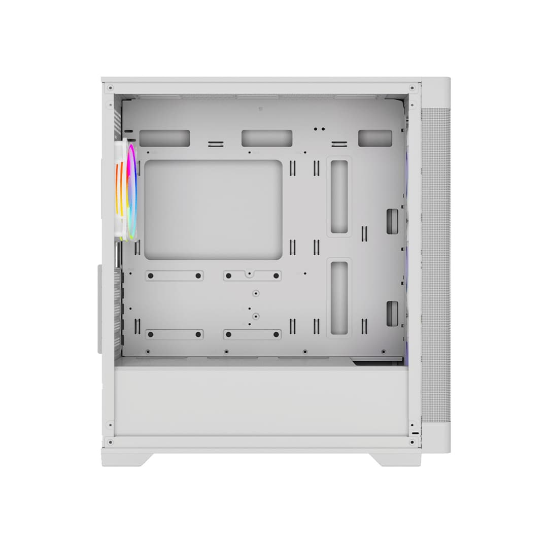 Vida Zephyr V2 Micro-ATX ARGB Tempered Glass Gaming PC Case with 4 x 120mm ARGB Fans - White - Image 3