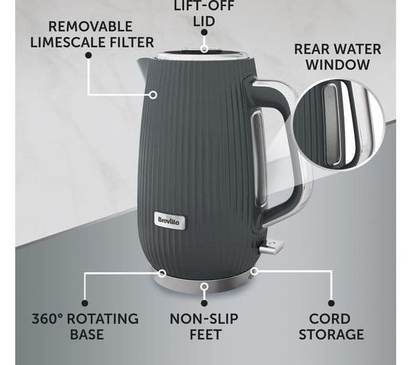 BREVILLE Linear VKT245 Jug Kettle - Grey & Chrome - Image 2
