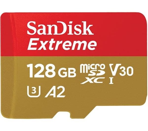 SanDisk Extreme microSDXC UHS-I U3 V30 A2 Memory Card with SD Adapter - 128GB