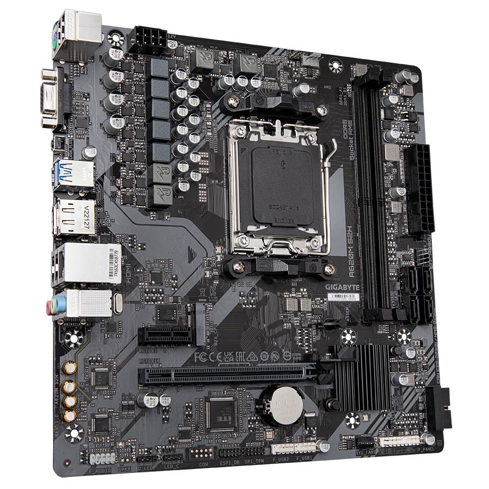 GIGABYTE A620M S2H Motherboard - Supports AMD Ryzen 8000 CPUs, 5+2+2 Phases Digital VRM, up to 7200MHz DDR5 (OC), 1xPCIe 4.0 M.2, GbE LAN, USB 3.2 Gen 1 - Image 3