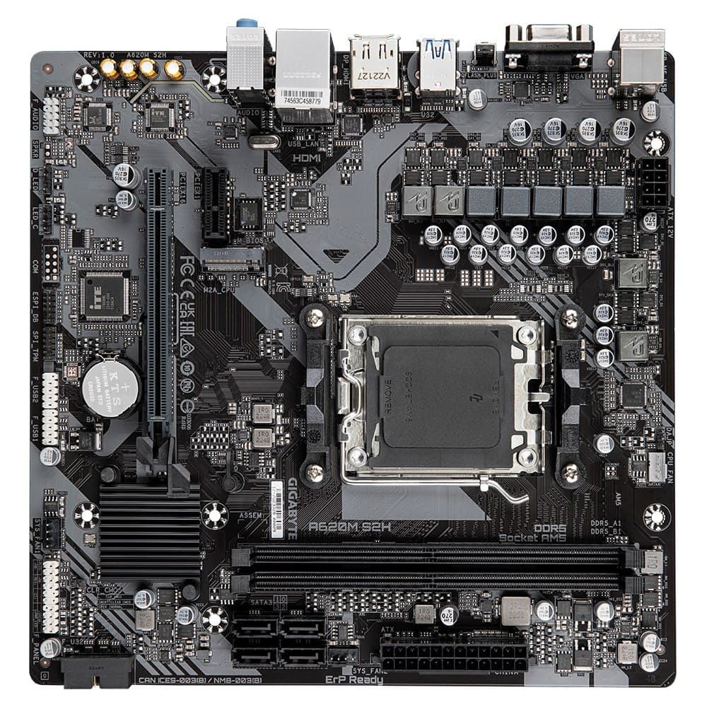 GIGABYTE A620M S2H Motherboard - Supports AMD Ryzen 8000 CPUs, 5+2+2 Phases Digital VRM, up to 7200MHz DDR5 (OC), 1xPCIe 4.0 M.2, GbE LAN, USB 3.2 Gen 1 - Image 4