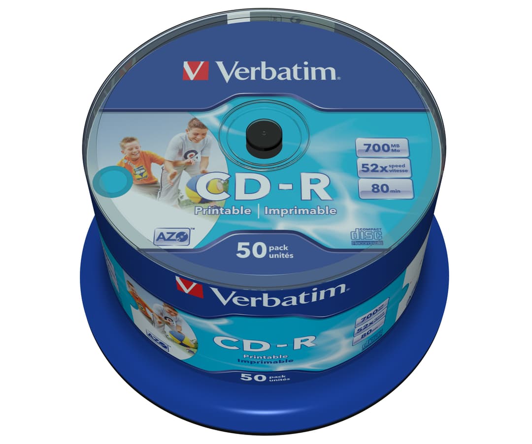 Verbatim CD-R AZO Wide Inkjet Printable no ID 700 MB 52x 50 pc(s) - Image 2