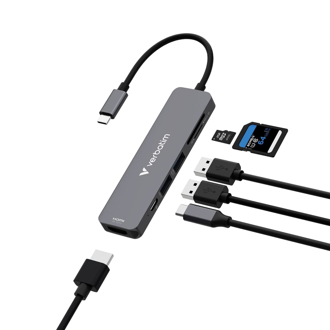 Verbatim USB-C Essentials Multiport Hub 6 ports: HDMI, USB-C PD, USB-A 3.2 Gen 1, USB-A, SD & microSD - Image 2