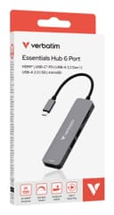 Verbatim USB-C Essentials Multiport Hub 6 ports: HDMI, USB-C PD, USB-A 3.2 Gen 1, USB-A, SD & microSD thumbnail 3