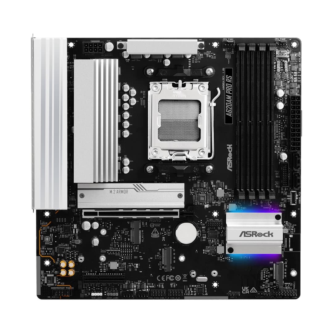 Asrock A620AM PRO RS AMD A620A DDR5 Micro-ATX Socket AM5 Motherboard - Wired - Image 2