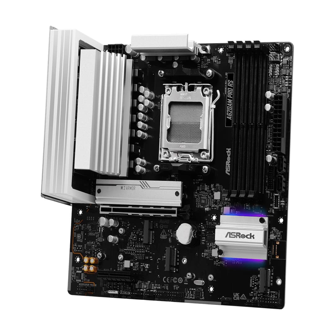 Asrock A620AM PRO RS AMD A620A DDR5 Micro-ATX Socket AM5 Motherboard - Wired - Image 4
