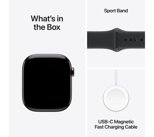Apple Watch Series 11 GPS + Cellular 46mm Slate Titanium Case with Black Sport Band - M/L - Image 9