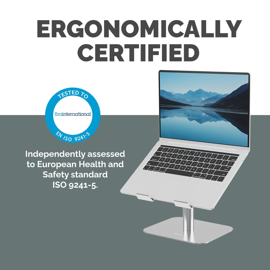 Fellowes Alumia Laptop Riser Desk Based Laptop Stand Max Size 15 inch Max Weight 5kg Silver - Image 4