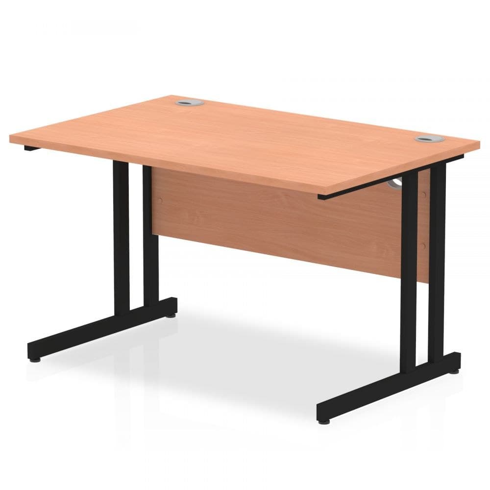 Dynamic Impulse 1200 x 800mm Straight Desk Beech Top Black Cantilever Leg