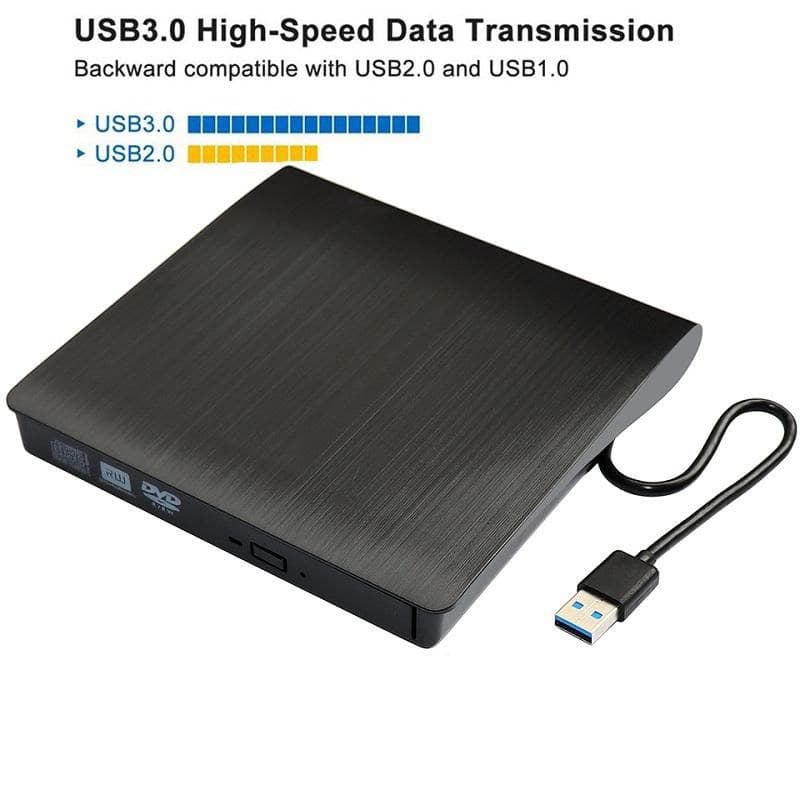 CoreParts MS-DVDRW-3.0-013 External DVD-RW Drive, USB 3.0, Single Cable for Power and Data, Black