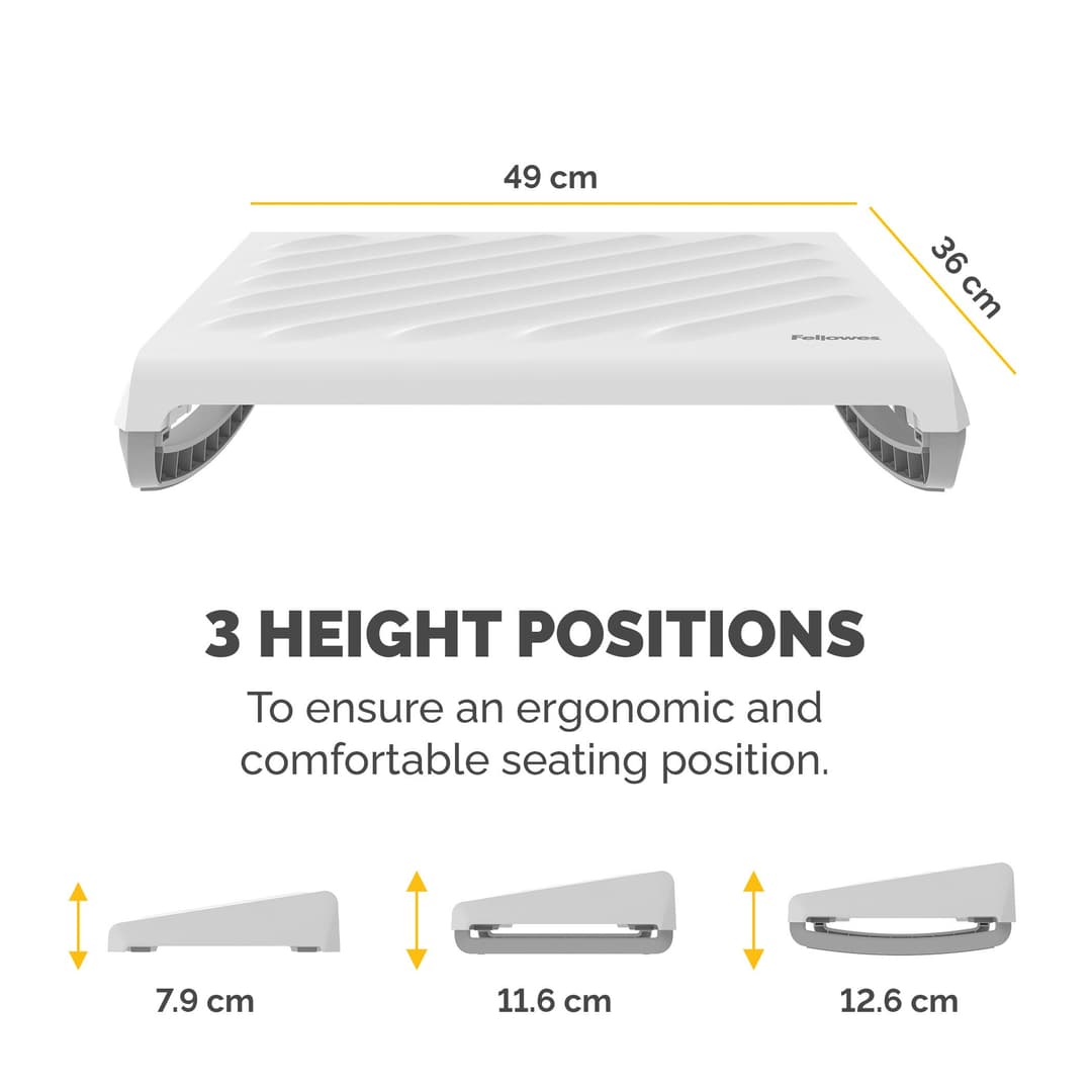 Fellowes Foot Rest Under Desk - Breyta Foot Support Ergonomic Foot Rest with Textured Surface - Foot Rest Stool for Office & Home - White - Image 3