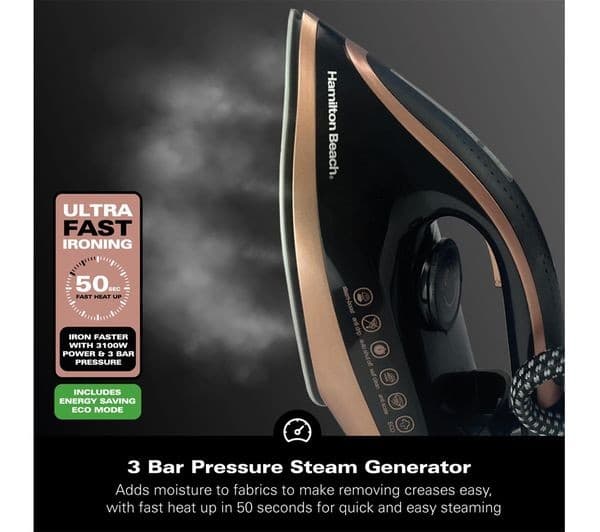 HAMILTON BEACH Pro Care HB268SGBG Steam Generator Iron - Black & Gold - Image 5