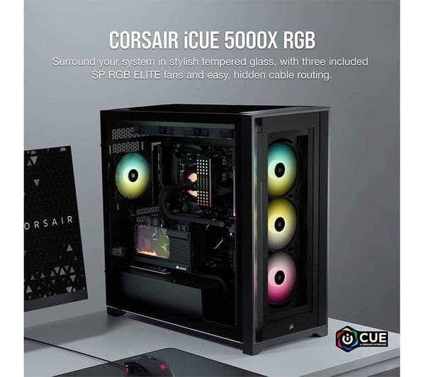 CORSAIR iCUE 5000X RGB ATX Mid-Tower PC Case - Black - Image 2