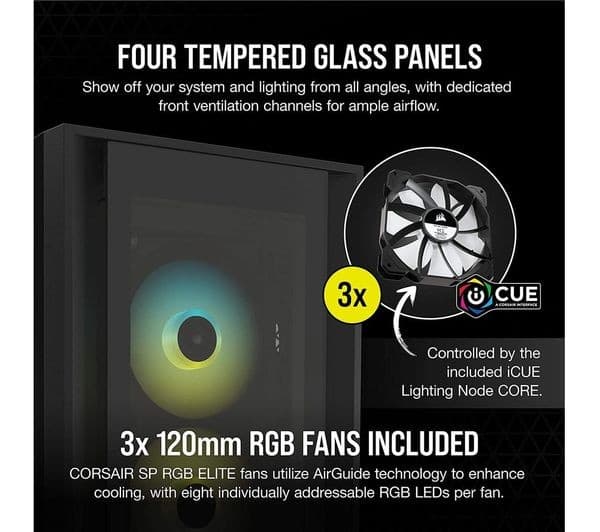CORSAIR iCUE 5000X RGB ATX Mid-Tower PC Case - Black - Image 4