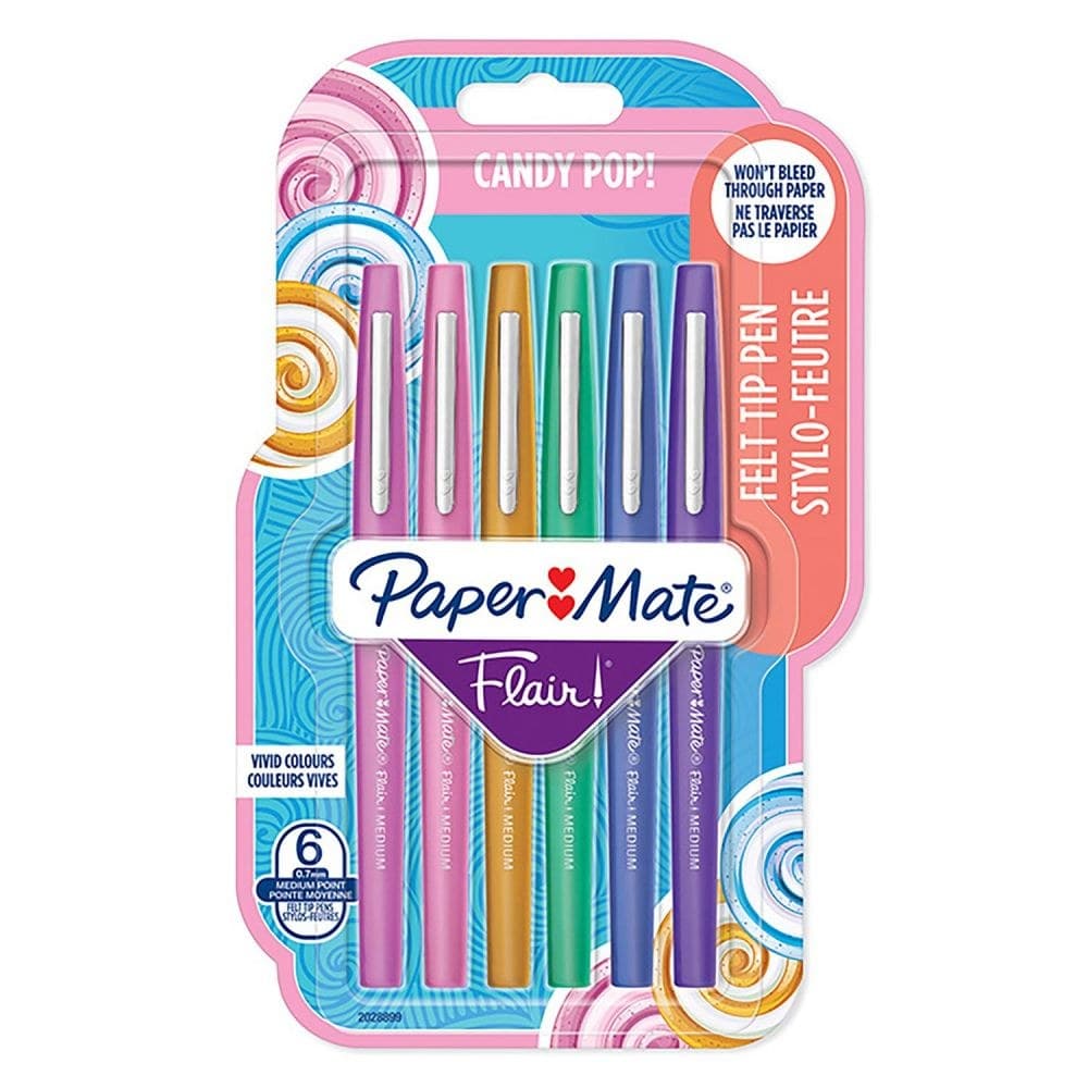 Paper Mate 2028899 6 Pack Assorted colours Flair Candy Pop Felt Pens Box of 12 packs - Image 1