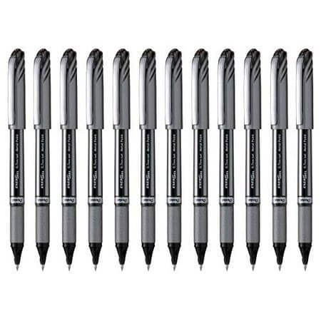 Pentel EnerGel NV Liquid Gel Pen  0.7mm  Medium Line Capped  Metal Tip  Black Ink Sold as 1 Pack of 12 Black