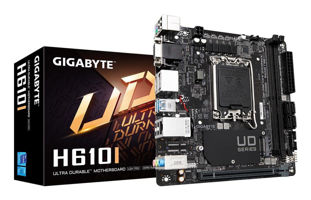 GIGABYTE H610I Motherboard - Supports Intel Core 14th CPUs, 4+1+1 Hybrid Digital VRM, up to 5600MHz DDR5, 1xPCIe 3.0 M.2, GbE LAN, USB 3.2 Gen 1 - Image 1