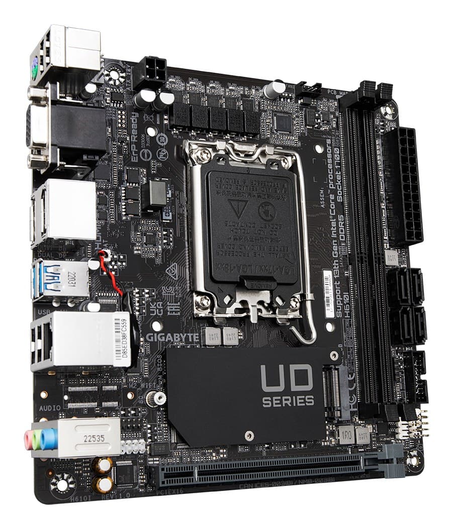 GIGABYTE H610I Motherboard - Supports Intel Core 14th CPUs, 4+1+1 Hybrid Digital VRM, up to 5600MHz DDR5, 1xPCIe 3.0 M.2, GbE LAN, USB 3.2 Gen 1 - Image 3