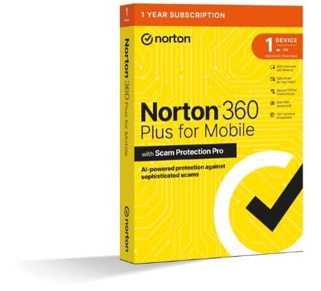 Norton 360 Plus for Mobile - 1 User, 1 Device, 12 Months