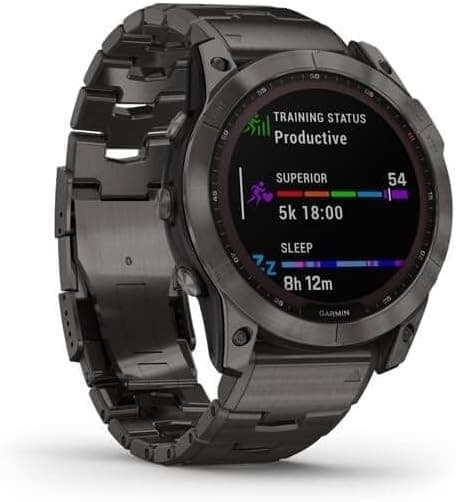 Garmin Fenix 7X Sapphire Solar Edition Carbon Grey DLC Titanium GPS Smartwatch with Vented Titanium Band - Image 2