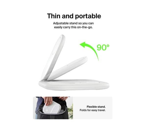 Belkin BoostCharge 3-in-1 Magnetic Foldable Qi2 15W Wireless Charger - White, UK Plug - Image 6