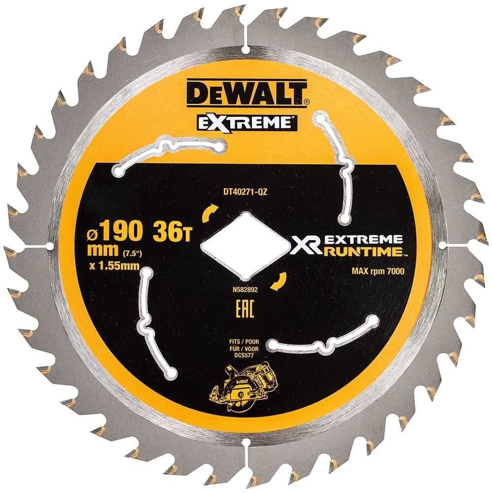 DEWALT DT40271 190mm 36 Tooth Diamond Bore Blade for Dcsdcs577 - Black / Yellow - Image 1