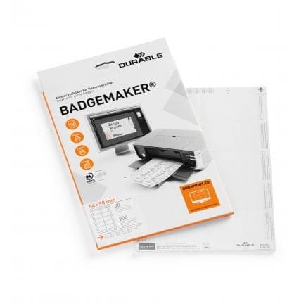 Durable BADGEMAKER Name Badge Insert Cards 150gsm - 54 x 90 mm (200 cards)
